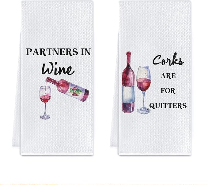 Funny Wine Kitchen Towels, 16 x 24 inches, Set of 2, Section 8