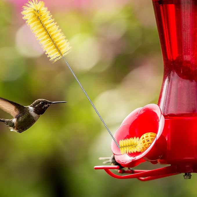 Hummingbird Feeder Cleaning Brush 19 Pieces 3 Size Mini Nylon Double Headed 2 in 1 Hummingbird Brush Hard to Reach Places Tiny Cleaning Kit(Yellow)