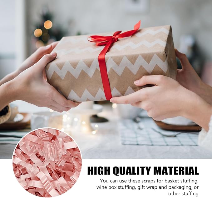 ZEBMOON 1 LB Light Pink Crinkle Cut Paper Shred Filler Great for Gift Wrapping, Basket Filling, Birthday, Wedding, Halloween, Thanksgiving, Christmas Day, New Year Party Decorations Filling Supplies