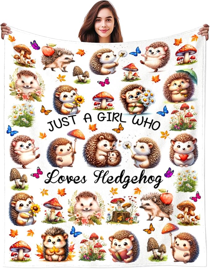 Hedgehog Blanket Gifts for Women Hedgehogs Blankets and Throws Stuff Cute Hedgehog Gifts for Women Girls Boys Kids Adults Animal Lovers Birthday Decorations Room Decor 50"X40"