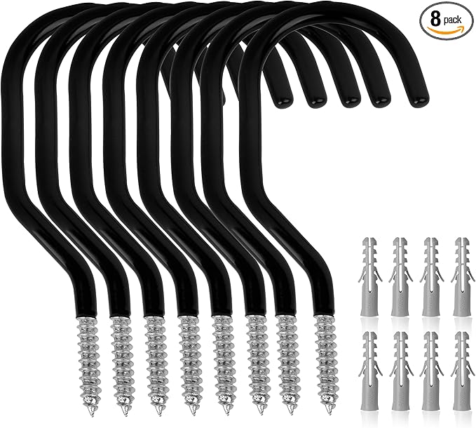 8-Pack Heavy Duty Bike Hook, Loading Capacity 100 LBS, 6 inch, Bike Hooks for Garage Wall and Garage Ceiling
