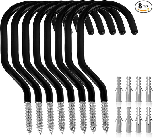 8-Pack Heavy Duty Bike Hook, Loading Capacity 100 LBS, 6 inch, Bike Hooks for Garage Wall and Garage Ceiling