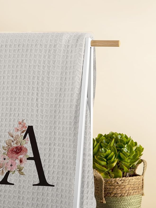 Kitchen Towel, Personalized Gifts Mode Monogram Letter A Kitchen Towels for Kitchen Dinning Bathroom, Christmas Birthday Gifts for Women, Kitchen Towels and Dishcloths Sets 16×24 Inches