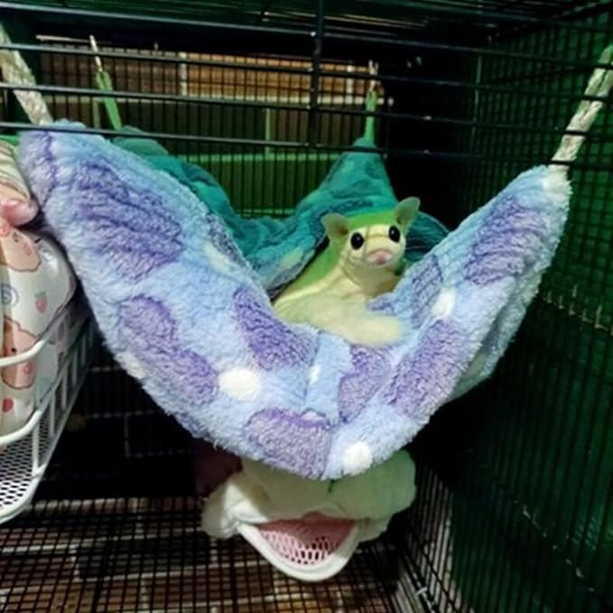 ISMARTEN Small Animal Hanging Hammock, Pet Hanging Nap Sack Sleep Bag Bed, Cage Hammock Beds for Ferret Guinea-Pig Sugar Glider Hamster Rat Mice Chinchilla Flying Gerbil and Squirrel (Purple)