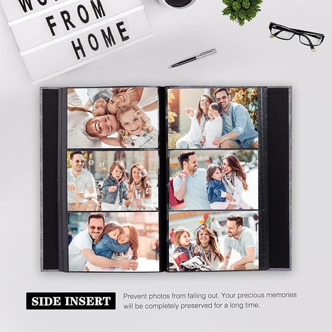 Mublalbum Small Photo Album 4x6 300 Photos Linen Cover Picture Book with Horizontal Pockets for Family Wedding Baby and Anniversary (Green)