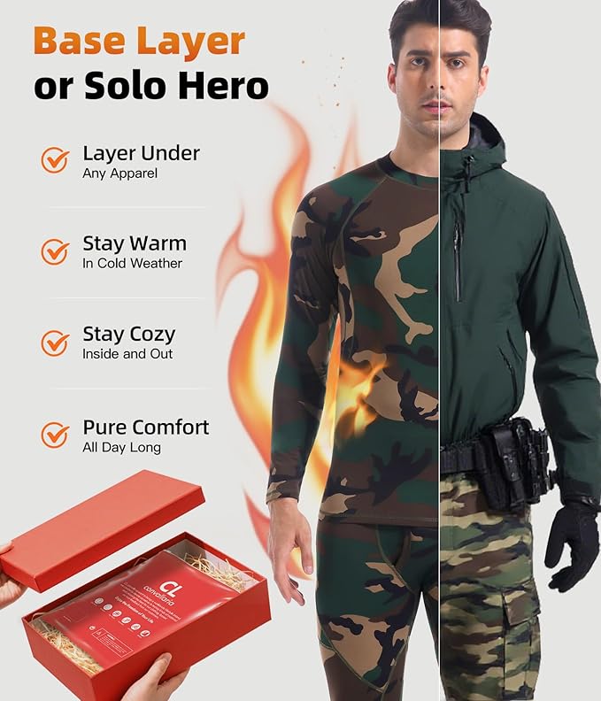 CL convallaria Thermal Underwear Long Johns Set Mens Winter Gift Hunting Gear Sport Base Layer Bottom Top