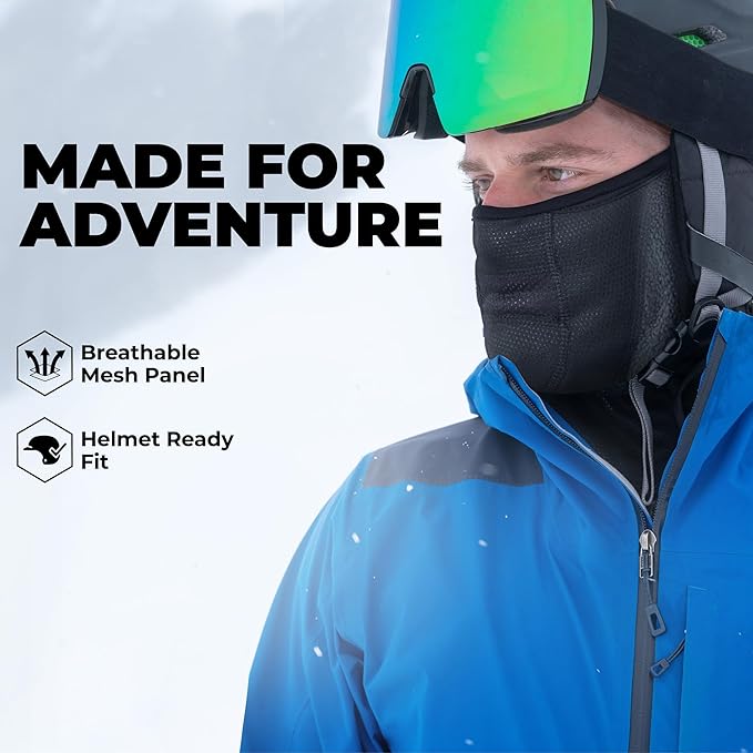 Tough Headwear Half Ski Mask - Fleece Lined Winter Face Mask - Stretch Neck Gaiter for Cold Weather Gear - Skiing Accessories