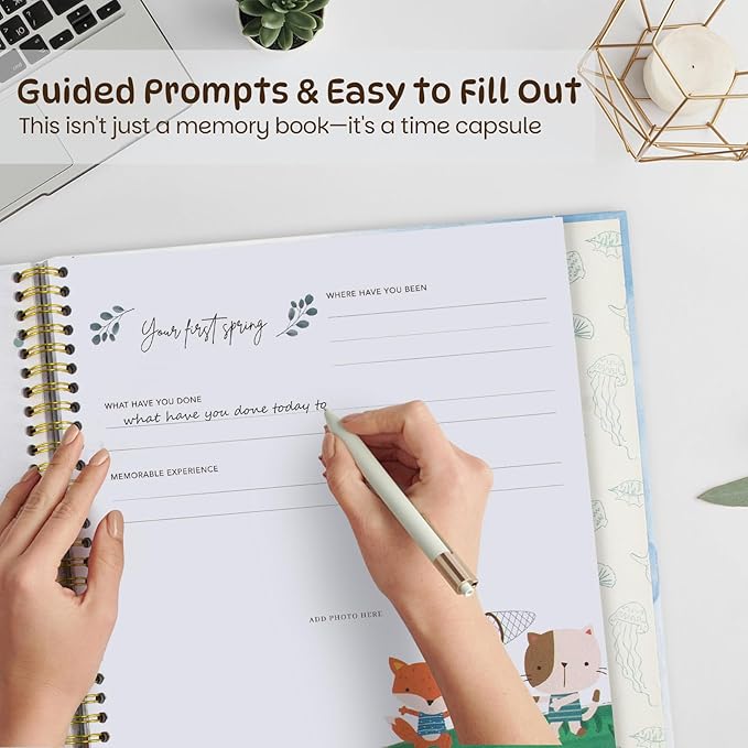Baby Memory Book Keepsake for Boy and Girl Gifts Timeless First 5 Year Milestone Book to Record Every Event from Birth to Age 5 Gender Neutral Baby Journal Scrapbook Album