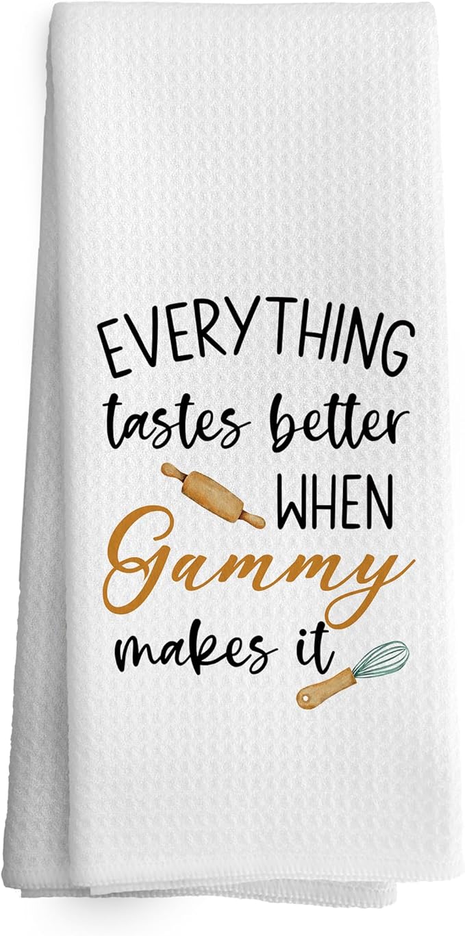 Grammy Gifts Kitchen Towels Grandma Gifts from Grandchildren, Grandma Gift for Mothers Day Dish Towel Dishcloth 16x24 Inches, Grandmother Gift Decorative Absorbent Hand Tea Towels Decor