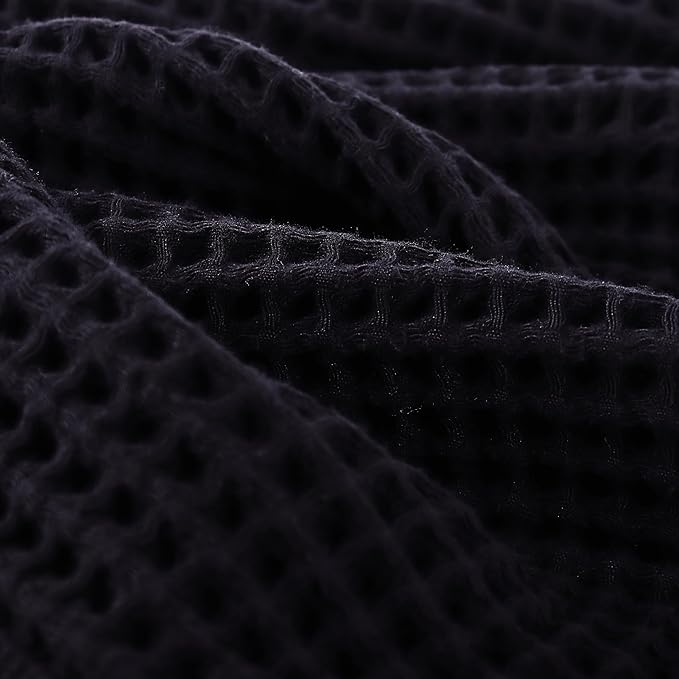 PÜSKÜL - Premium Waffle Towel Set 4 Pieces Black - Organic 100% Turkish Cotton Quick-Dry Towels for Bathroom Made in Turkiye (Black, Towel Set - 2 Hand & 2 Bath Towels)