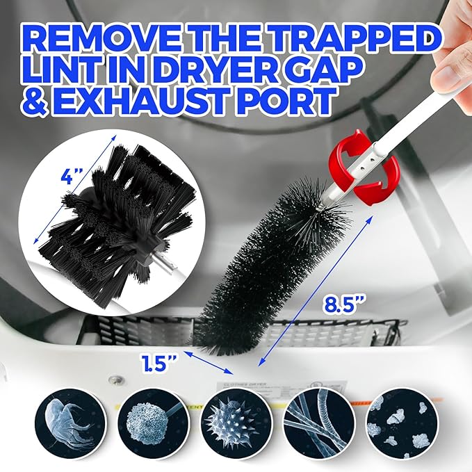 Holikme 34 Feet Dryer Vent Cleaner Kit, Flexible Lint Brush with Drill Attachment, Fireplace Chimney Brushes for Easy Cleaning, Use with or Without a Power Drill
