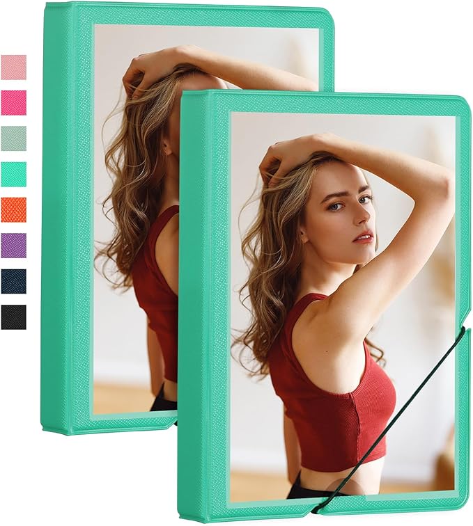 Lifting 2 Pack Small Photo Album 4x6 28 Pockets Plastic 4 x 6 Photo Book Album with Customizable Cover Mini Picture Album for Family Wedding Anniversary Baby Vacation (Robin Egg Blue)