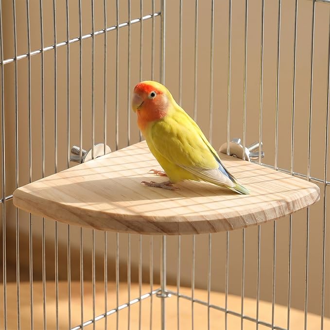 Flat Bird Perch, Wood Flat Perches for Birds Cages, Birds Platform,Bird-Perch Platform for Parakeet Conure Cockatiel Budgie Gerbil Rat Hamster