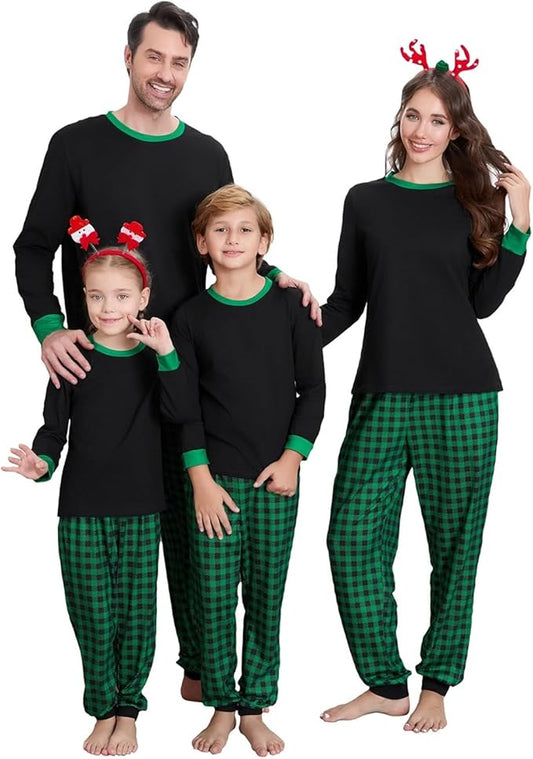 Christmas Family Pajamas Set Matching Holiday Plaid Sleepwear Set Reindeer/Tree Print Loungewear for Xmas Eve