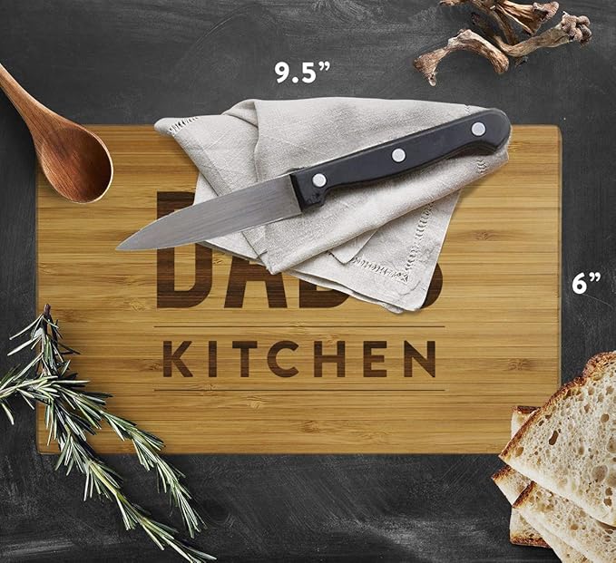 Andaz Press Laser Engraved Small Bamboo Wood Cutting Board, 9.5 x 6-inch, Dad's Kitchen, 1-Pack, Father's Day Grandpa Uncle Christmas Gift Ideas