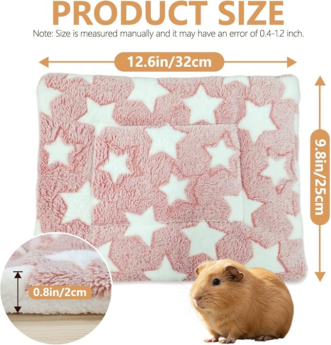 3 Pack Bunny Bed, 12.6"x9.8" Guinea Pig Bed, Washable Warm Small Pet Mat | Soft Small animal bed, machine washable, cage liner for rabbit hamster chinchilla ferret, cozy sleeping pad, 3 colors
