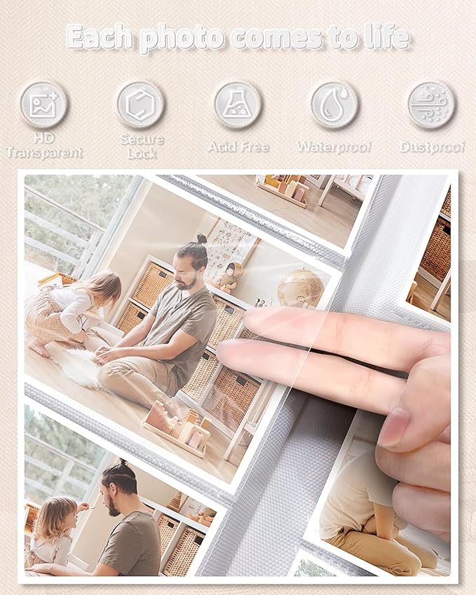 Photo Album 4x6 with 100 Pockets,Slip-in Picture Albums,Linen Cover Memory Book with Front Window,White Page Vertical Photo Book for Wedding,Family,Anniversare,Baby,Vacation