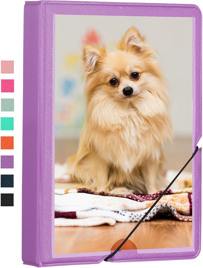 Lifting Small Photo Album 4x6 28 Pockets Plastic 4 x 6 Photo Book Album with Customizable Cover Mini Picture Album for Family Wedding Anniversary Baby Vacation (Royal Purple)