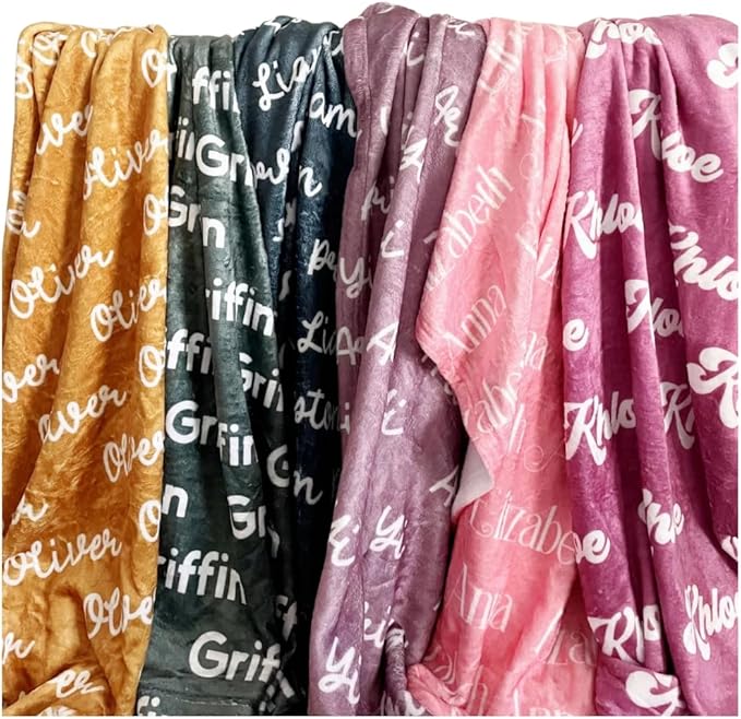 Custom Name Blanket, Personalized Lightweight Plush Blanket (Throw 50x60 inches) – Soft Fleece Throw, Customizable for Kids, Adults, Baby– Gift for Birthday, Baby Shower, Weddings, Home Décor