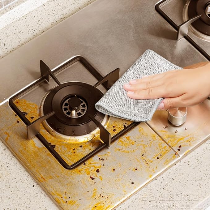 Multipurpose Wire Dishwashing Rags for Wet and Dry, New Double Layer Wire Cleaning Cloths Non Scratch Wire Dishcloth Rag, Reusable Scrubbing Pads for Washing Dishes Kitchen Supplies (10PCS)