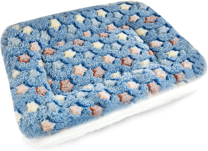 Small Animal Bed Mat, Soft & Warm, Suitable for Guinea Pig, Hamster, Rabbit, Rat and Bearded Dragon (X-Large(13.3''x9.4''), Star Blue)