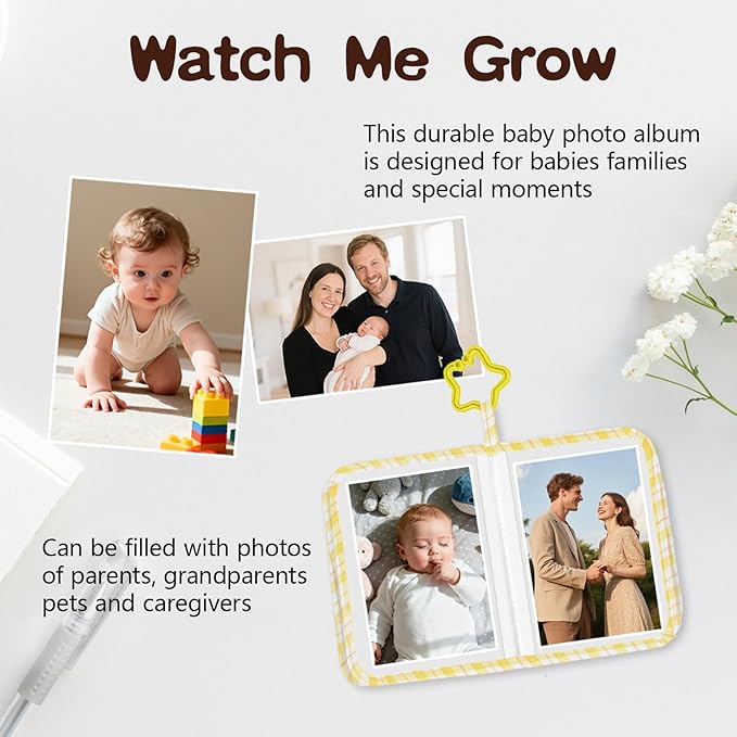 Baby Photo Album, My First Family Soft Photo Album For Baby, Elephant Babies Cloth Photo Book Memory Keepsake Shower, First Year Babies Gift Pictures Holds for Newborn Toddler Kids 5.5x7inches