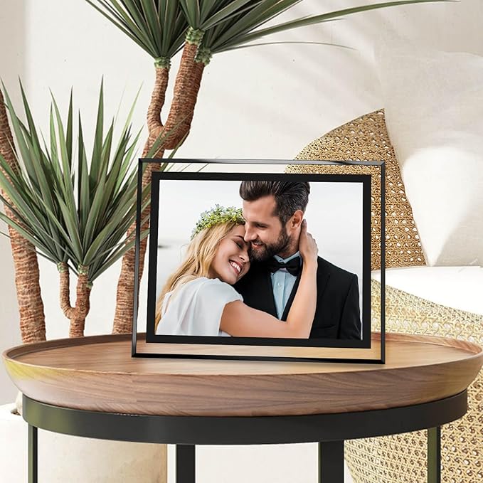 8x10 Picture Frames Black - Set of 4, HD Real Glass 8 by 10 Photo Frame for Tabletop Display, Wedding Birthday Christmas Day Gifts (8 x 10, Black)