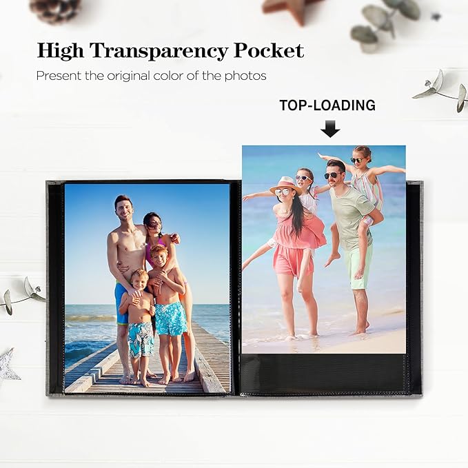 Mublalbum 2 Pack Small 8x10 Photo Album 2 Pack Linen Cover with Display Window Mini Picture Book Each Holds 52 Vertical Pockets for Artwork Postcards or Pictures Storage (Green)