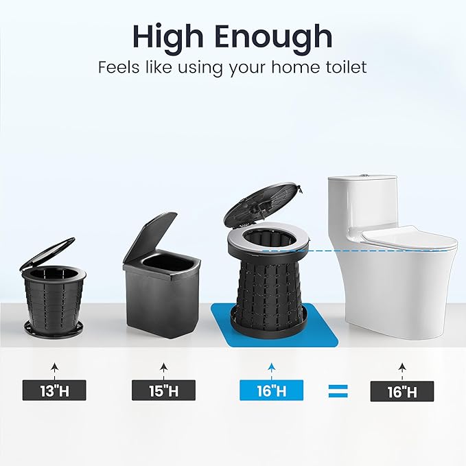 TRIPTIPS Upgrade Retractable Portable Toilet Travel Toilet Adjustable Height Camping Toilet Portable Potty for Adults Kids, Foldable Portable Toilet for Camping/Car