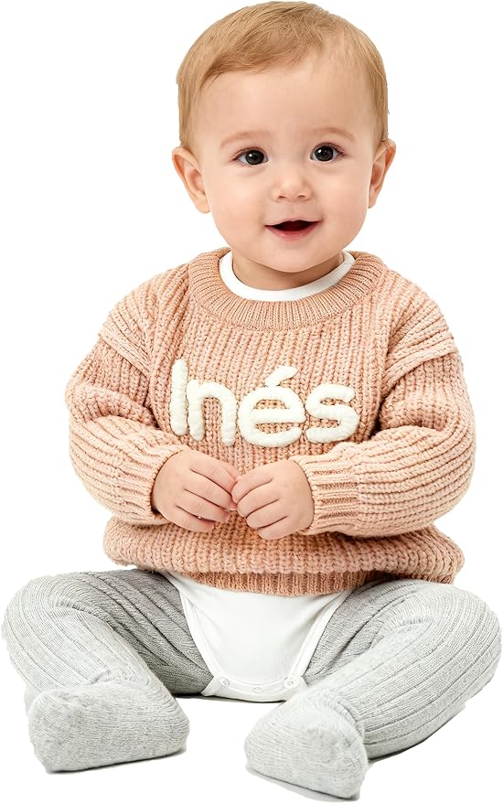 Personalized Knit Baby Boy Girl Sweater with Name Custom Pullover Sweatshirt Custom Baby Gifts
