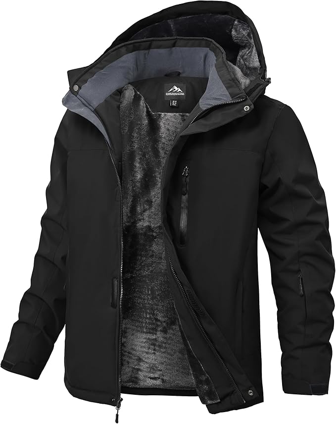 Mens Winter Snow Jacket Waterproof Ski Jackets Snowboard Rain Warm Coat Insulated Hood Fleece Lined