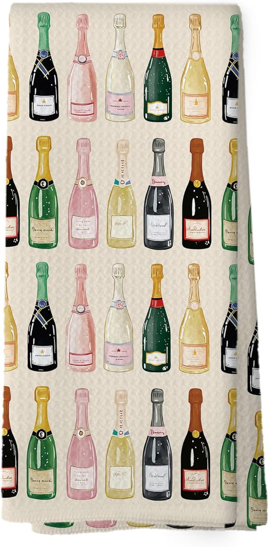 Champagne Lover Kitchen Towels, Champagne Accessories Bar Hand Towel, Trendy Alcohol Bottles Cocktail Gift Champagne Bachelorettes Girly Room Decorative Tea Dish Towels 16x24 Inch