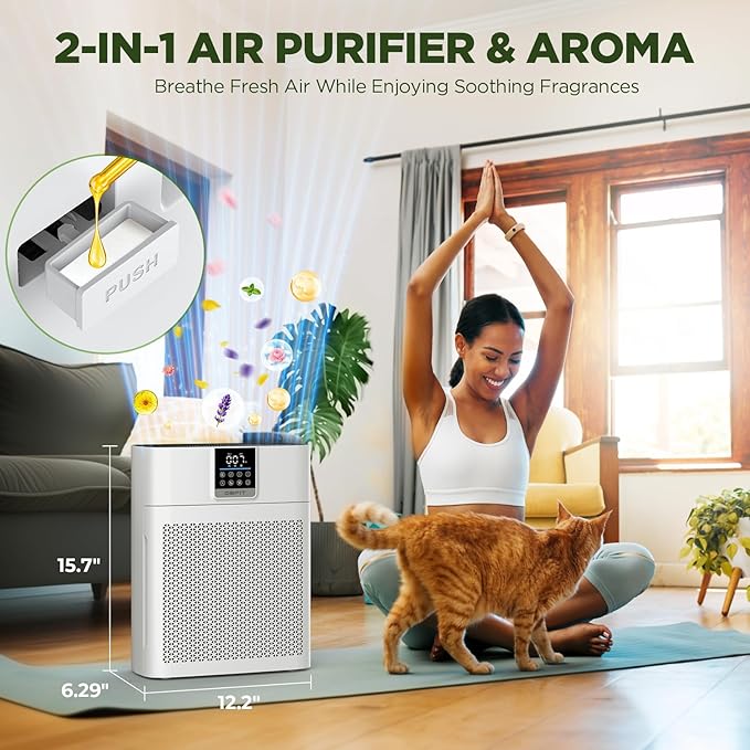 Air Purifiers for Home Large Room up to 2180 Sq Ft, DBFIT HEPA Air Purifier with Washable Nylon Pre-Filter, PM2.5 Air Quality Sensor, Air Cleaner for Pet Hair, Odor, Smoke, Dust, Pollen AP2410