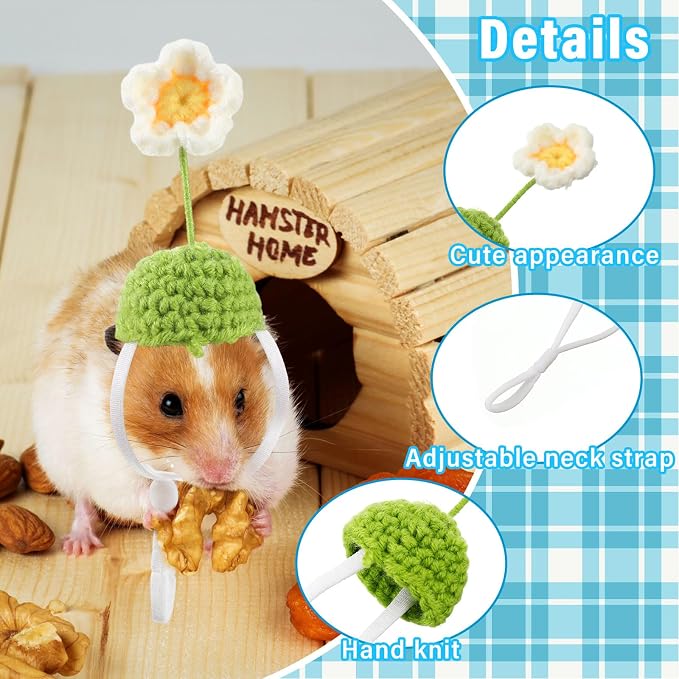 44 Pcs Guinea Pig Hat Scarf, Small Animal Hats Hamster Hedgehog | Mini Knitted Costume for Snakes Lizards, Holiday Party Photo Props, Multiple Styles with Pom Decorations, Tiny Pets Gift