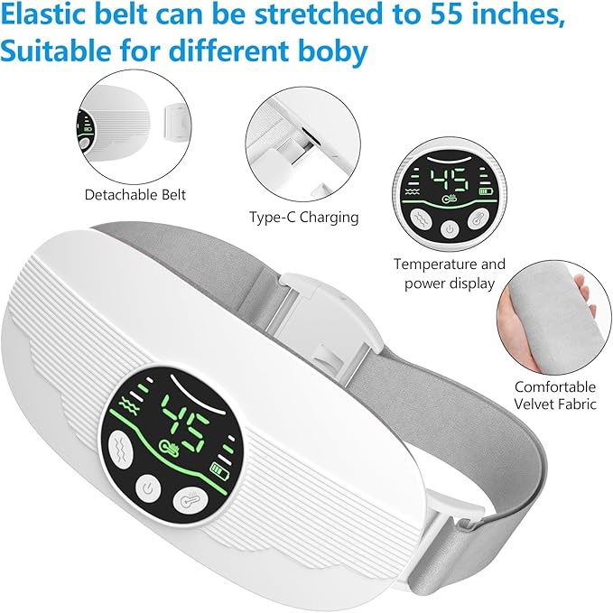 Heating Pad for Period Cramps Portable Cordless 3S Fast Period Heating Pad Cramp Relief with 3 Heat Levels and 3 Massage Modes Menstrual Electric Waist Wrap Belt for Pain Relief Gifts for Her