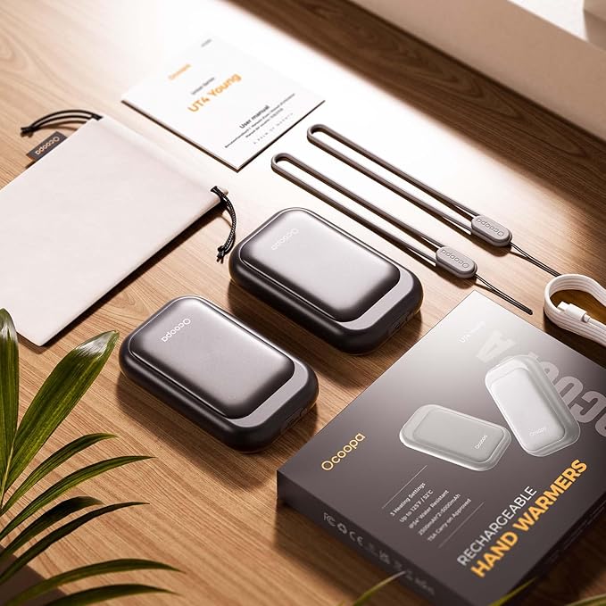 OCOOPA Magnetic Rechargeable Hand Warmers 2 Pack, Card-Style Electric AI Hand Warmers, 8hrs x2, UL Certified, Pocket Portable Hands Heater for Men Women, Hunting Essentials, UT4 Young