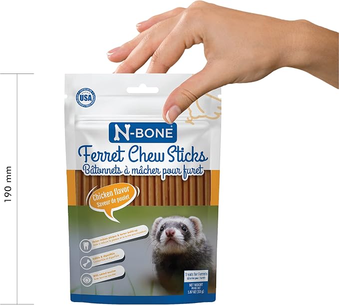 N-Bone Ferret Chew Sticks Chicken Flavor, 1.87-oz Bag (Pack of 2)