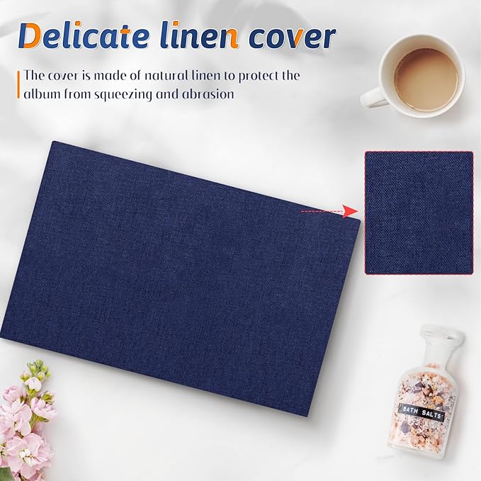 Popotop Photo Album 4x6 48 Pockets for Wedding Gifts,Linen Hardcover Picture Albums for Family Anniversary Baby Vacation Pictures