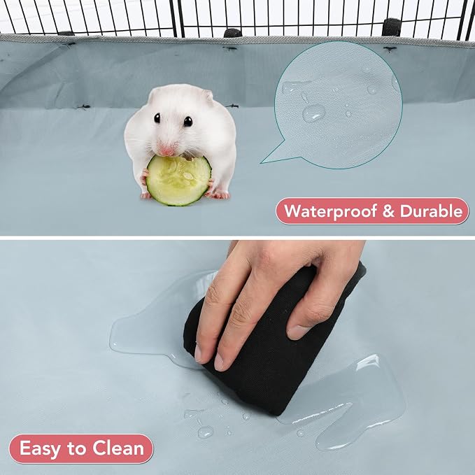 VISCOO 12 Panels Small Animal Playpen, 48" x 24" x 16" Guinea Pigs Cages | C&C Cage for Guinea Pigs with Waterproof Mat, Puppy Play Pen, Bunny Playpen, Indoor Outdoor Portable Metal Wire Yard Fence