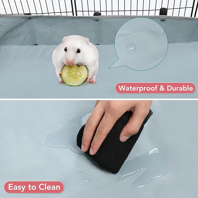 VISCOO 20 Panels Small Animal Playpen, 48" x 24" x 16" Rabbit Cage | Guinea Pigs Cages with Waterproof Mat, C&C Cage for Guinea Pigs,Bunny/Puppy/Pen Indoor Outdoor Portable Metal Fence