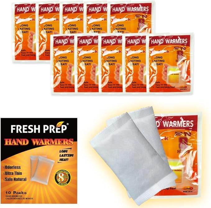 Hand Warmer Heating Pads, Air Activated Hand Warmers Long Lasting Safe Natural Odorless Heat Pack - Up to 8 Hours of Heat - 10 Packs