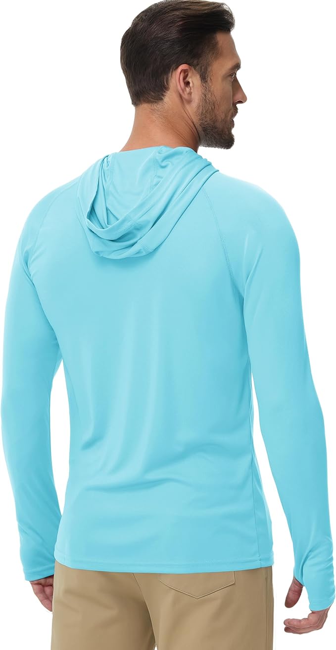 Boladeci Men's UPF 50+ Sun Protection Lightweight Hoodie Shirts Long Sleeve Fishing Shirt SPF UV Hiking Swim