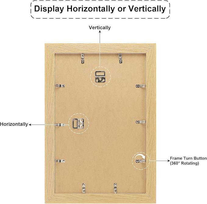 11x17 Picture Frame Display 6 picture frame collage 4x6,Multi Photo Frame with Mat,Plexiglass,Wall Mount Decor,Natural Wood Grain