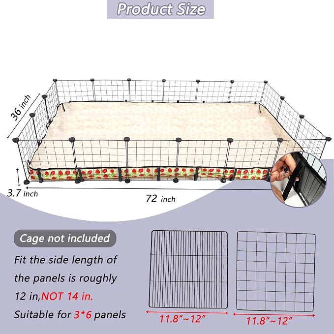 Guinea Pig Cage Liner，Washable Waterproof Oxford Cloth Cage Liners for Small Animals,Hamster Chinchilla Hedgehog Rabbit and Other Small Animals Not Include Cage(36x72 inches)