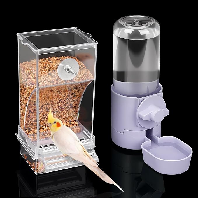 lemtrflo No Mess Bird Feeder Water Dispenser Set, Bird Feeder for Cage | Cage Accessories for Parrot, Finches, Budgies and Canaries
