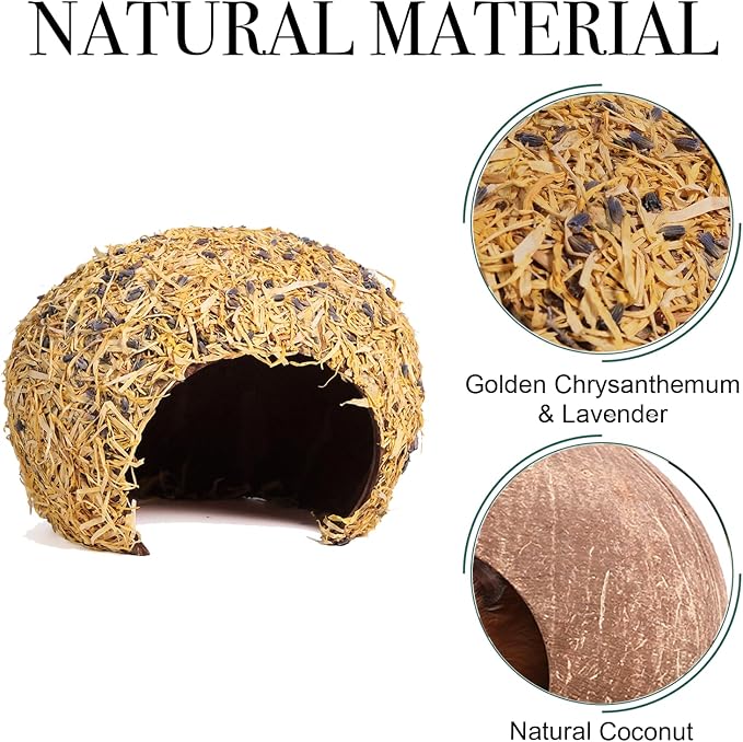 Hamster Hideout - Large, Natural Flowers, Handcrafted for Syrian Hamsters, Rats & Guinea Pigs, Safe & Eco-Friendly (Flower,Large)