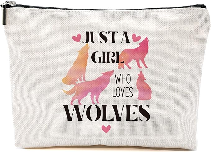 Blue Leaves Makeup Bag Just A Girl Who Loves Wolves Cosmetic Bag