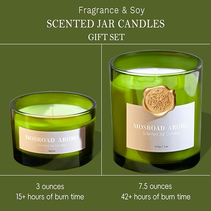 2 Pack Balsam & Cedar Scented Candles, Christmas Pine Scented Jar Candle Gift Set, Natural Soy Fir Cedar Candle for Home Scented, Winter Holiday Fragrance Candles Gift for Women,Men
