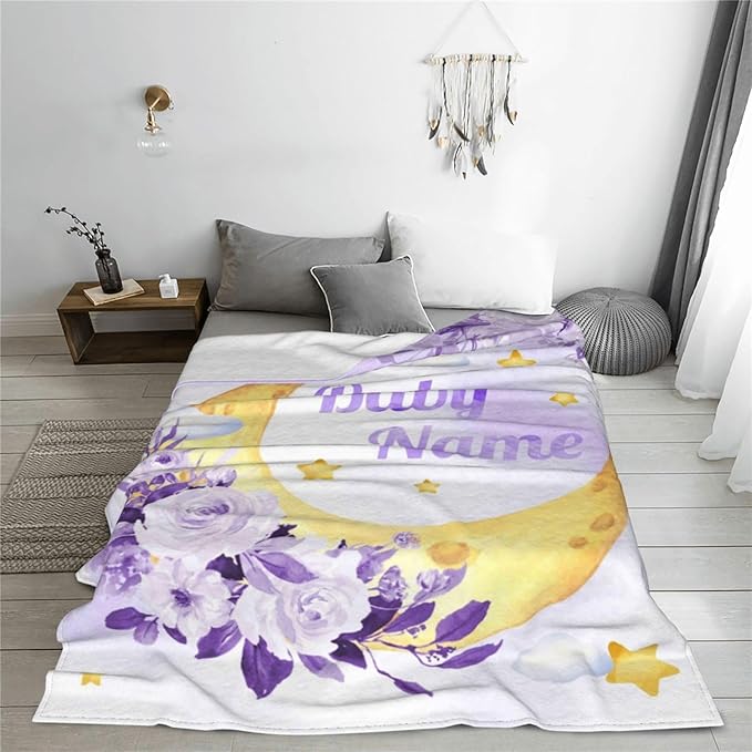 Personalized Baby Blankets for Girls Boys, Custom Baby Blanket with Name, Customized Baby Blanket Gifts for Kids Newborn for Birthday Christmas
