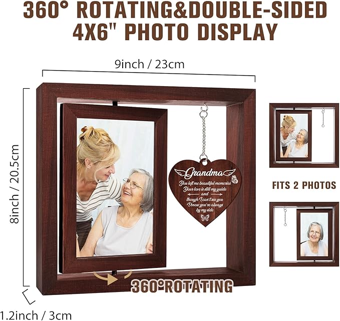 Vetbuosa Grandma Memorial Picture Frame, Sympathy Gifts for Loss of Grandmother, Bereavement Remembrance Funeral Condolence Gifts, Fits 4x6 In Photo